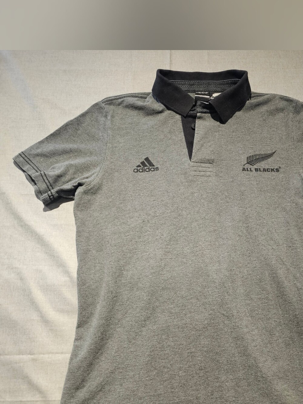 Adidas All Blacks Polo Shirt Collared Gray Mens Large Cotton Jersey